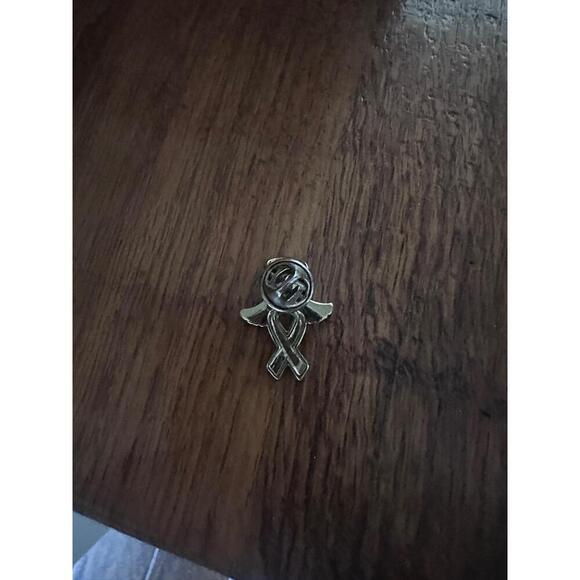 Gold Tone Pink Clear Rhinestone Angel Pin Brooch Awareness Ribbon Support Gift - Picture 4 of 4